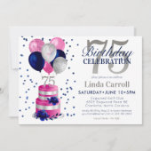 75誕生日ピンクケーキ招待状 招待状 (正面)