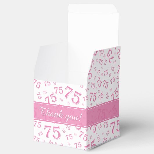 75誕生日ピンク/白の数字パターン フェイバーボックス (オープン)