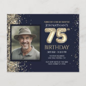 75誕生日フォト金ゴールドバルーン紙シート (正面)