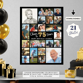 75誕生日ブラック金ゴールド21フォト応援から年 ポスター