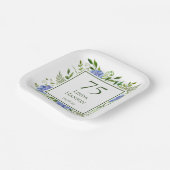 75誕生日ブルーアジサイ ペーパープレート (傾斜あり)