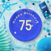 75誕生日ブルーピックボール ペーパープレート (パーティー)