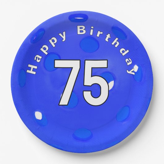 75誕生日ブルーピックボール ペーパープレート (正面)