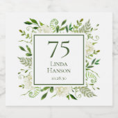 75誕生日ホワイトアジサイ スパークリングワインラベル (シングルラベル)