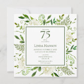 75誕生日ホワイトアジサイ 招待状 (正面)