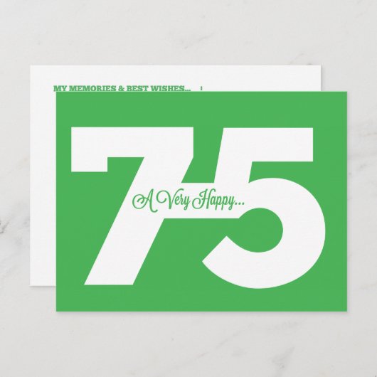 75誕生日マイルストーンポストカード(緑) ポストカード (正面/裏面)