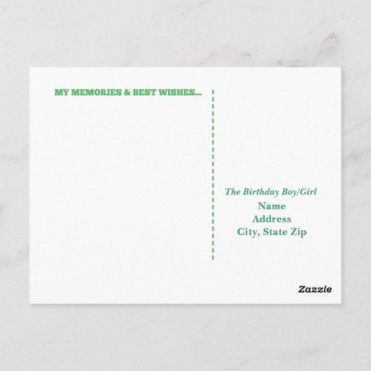 75誕生日マイルストーンポストカード(緑) ポストカード (裏面)