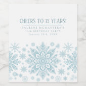 75誕生日ミニマリストブルースノーフレークカスタム ワインラベル (シングルラベル)