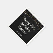 75誕生日モダンString Lights Black スタンダードカクテルナプキン (角)