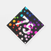 75誕生日レインボードットオンブラック スタンダードランチョンナプキン (角)