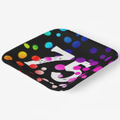 75誕生日レインボードットオンブラック ペーパープレート (傾斜あり)