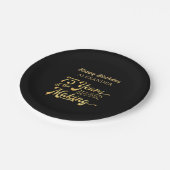 75誕生日レトロヴィンテージフォトブラック金ゴールド ペーパープレート (アングル)