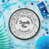 75誕生日乱数パターンブラック/ホワイト ペーパープレート (パーティー)