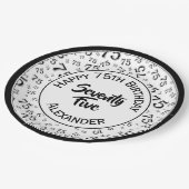 75誕生日乱数パターンブラック/ホワイト ペーパープレート (アングル)