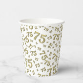 75誕生日乱数パターン金ゴールド/白75 紙コップ (右)