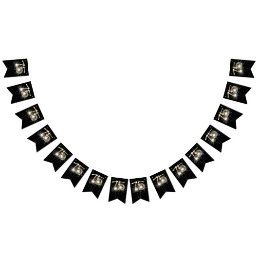 75誕生日又は記念日パーティー バンティングフラッグ (全)