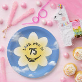 75誕生日夏の太陽の光と雲 ペーパープレート (パーティー)