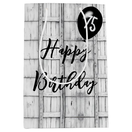 75誕生日対称木素朴模様 ミディアムペーパーバッグ (正面)