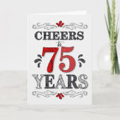 75誕生日応援の赤い白の黒のパターン カード (正面)