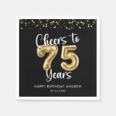 75誕生日応援～75年ブラック金ゴールド スタンダードカクテルナプキン (正面)