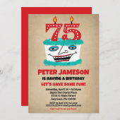 75誕生日招待状おもしろいケーキメカジュアルンス 招待状 (正面/裏面)