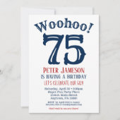 75誕生日招待状メンズネイビーブルー 招待状 (正面)