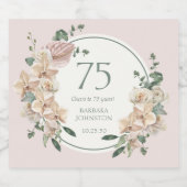 75誕生日熱帯フローラ スパークリングワインラベル (シングルラベル)