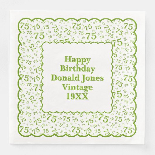 75誕生日番号パターンホタテ緑/白 (正面)