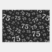 75誕生日白黒ナンバーパターン75 ラッピングペーパーシート (正面)