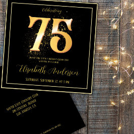 75誕生日祝ズ金ゴールドブラック 招待状