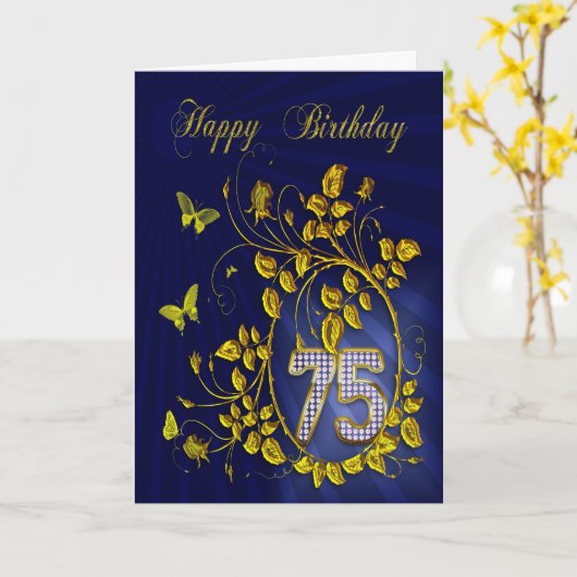 75誕生日金蝶 カード (黄色い花)