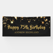 75誕生日黒モダン金ゴールド星パーソナライズされた 横断幕 (横)