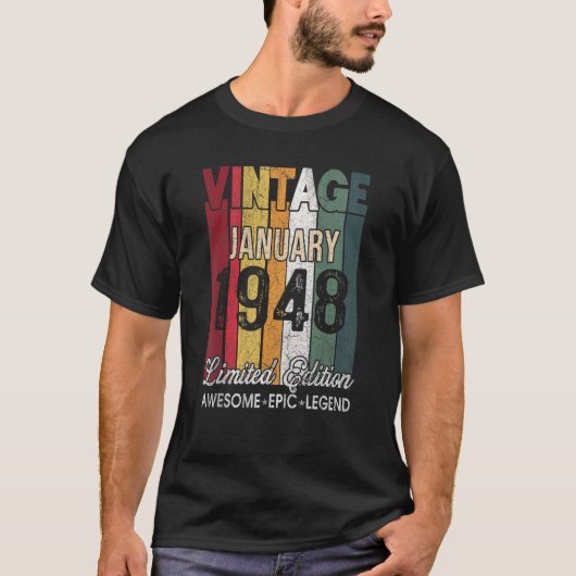 75誕生日1948年1月75歳 Tシャツ (正面)