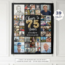 75誕生日39フォトコラージュ応援~75歳 タペストリー
