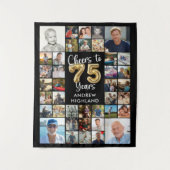 75誕生日39フォトコラージュ応援~75歳 タペストリー (正面)