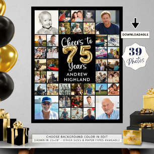 75誕生日39フォトコラージュ応援~75歳 ポスター