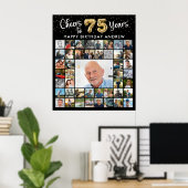 75誕生日45フォトコラージュ応援～75歳 ポスター (ホームオフィス)