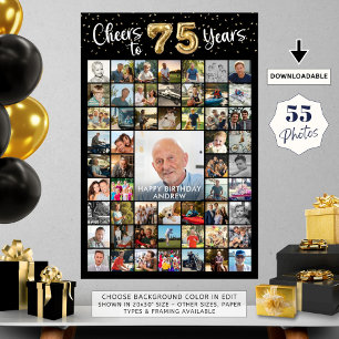75誕生日55フォトコラージュ応援~75歳 ポスター