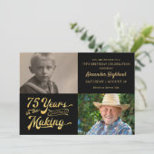 75誕生日75年ブラック・金ゴールド 招待状 (スタンド正面)