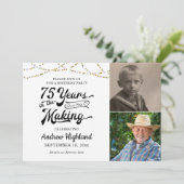75誕生日75年メイキング・ブラック・金ゴールド 招待状 (スタンド正面)