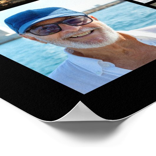 75誕生日92枚の写真ブラック金ゴールド応援から数年 ポスター (角)