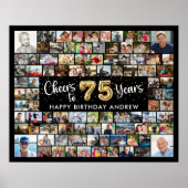 75誕生日92枚の写真ブラック金ゴールド応援から数年 ポスター (正面)