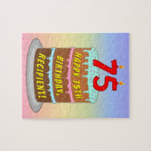 75誕生日:おもしろいケーキとキャンドル+名前をカスタムする ジグソーパズル (横)