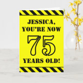 75誕生日:おもしろいステンシルスタイル文字、名前をカスタムする カード (黄色い花)