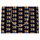 75誕生日:おもしろいレインボーイベント第75パターン ラージペーパーバッグ (正面)