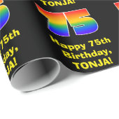 75誕生日:おもしろい、カラフルレインボーインスパイア# 75 ラッピングペーパー (ロールコーナー)