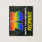 75誕生日:おもしろい、カラフル音楽シンボル、「75」 ジグソーパズル (縦)