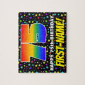 75誕生日:おもしろい、スターカラフル・フィールド・パターン ジグソーパズル (縦)