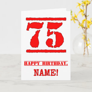 75誕生日:おもしろい、赤いラバースタンプインスパイアの外観 カード