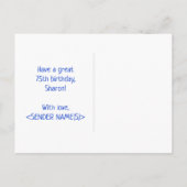 75誕生日:はっきりした,おもしろい,シンプル虹, 75 ポストカード (裏面)